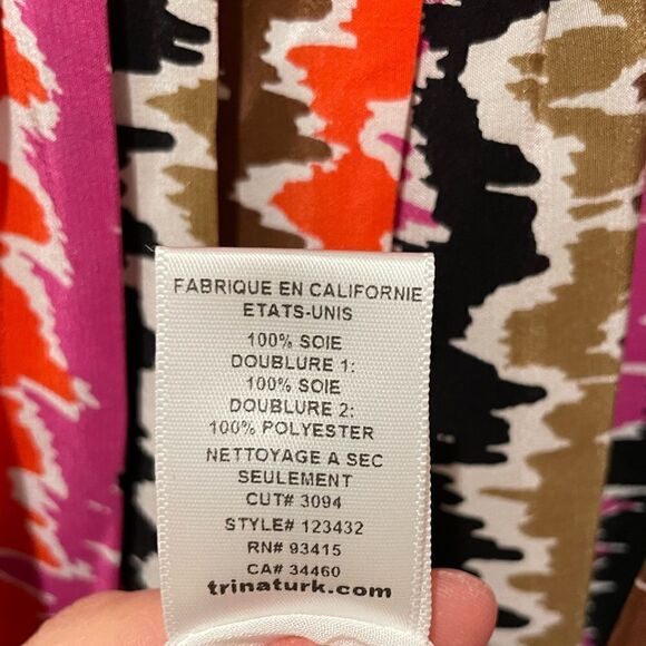 EUC TRINA TURK multi color sleeveless silk dress - Picture 2 of 4